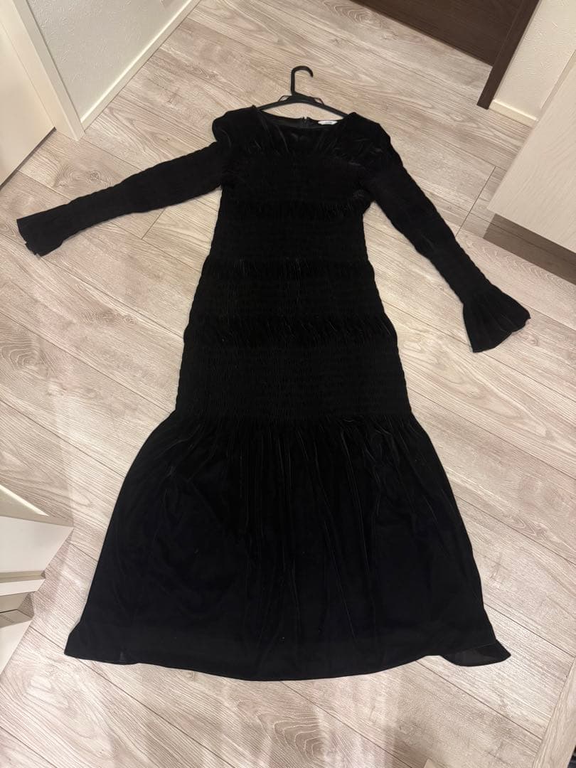 【ペチコート付】CLANE SHIRRING LONG ONEPIECE