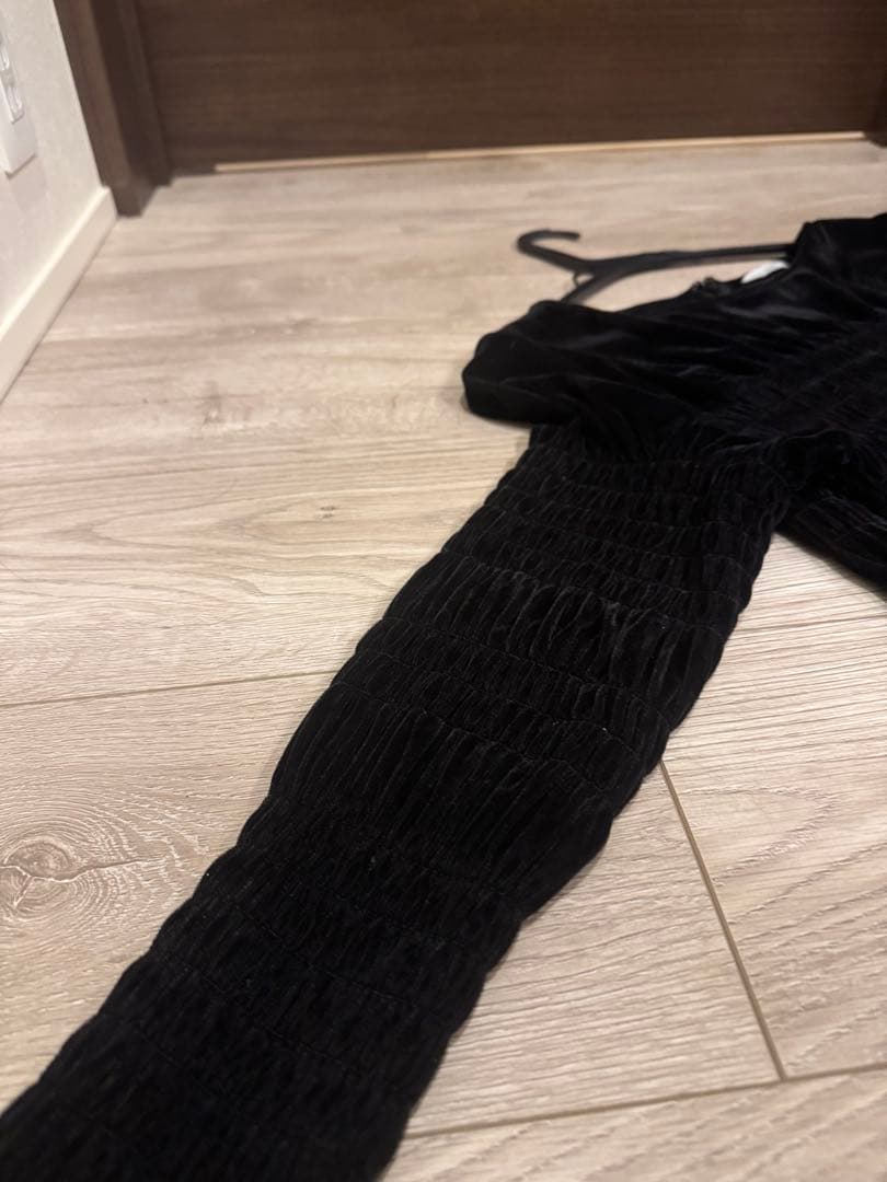 【ペチコート付】CLANE SHIRRING LONG ONEPIECE