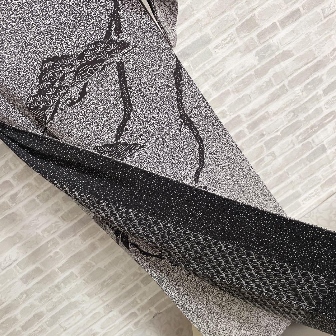 訪問着　フルセット　松と鶴　叩き染　バチ衿　落款　黒地　入学式　卒業式　P5