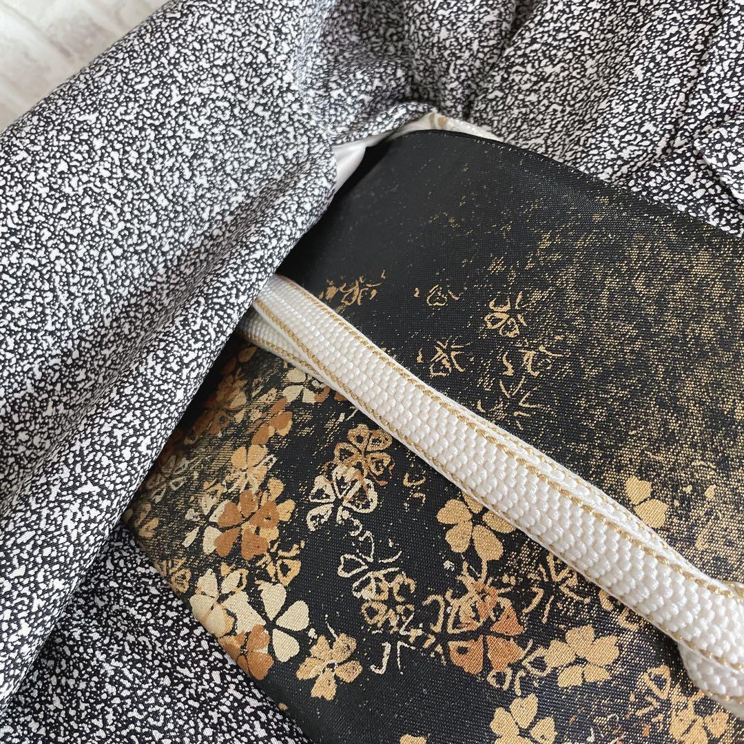訪問着　フルセット　松と鶴　叩き染　バチ衿　落款　黒地　入学式　卒業式　P5
