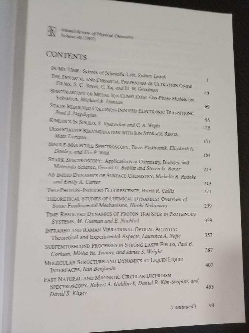 ANNU REV PHYS CHEM v48 1997 物理化学年次学術雑誌