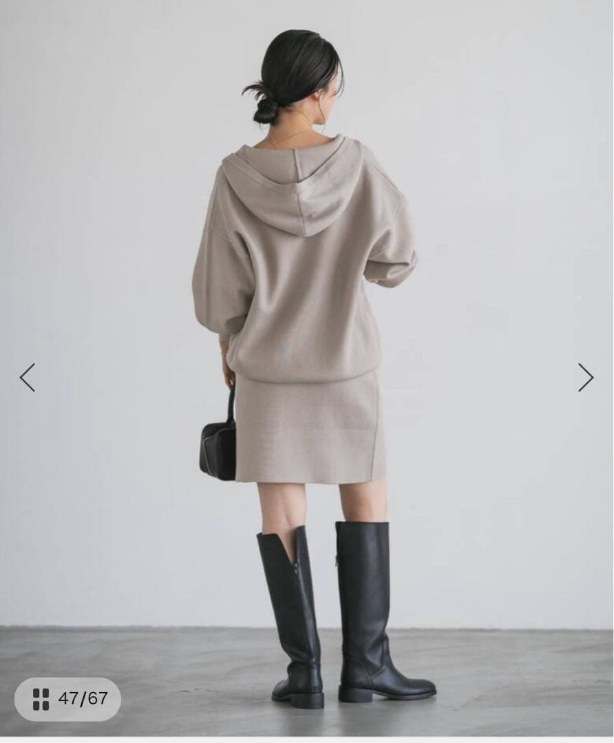 新品未使用　noble 接結タック編みフードプルオーバー　ベージュA