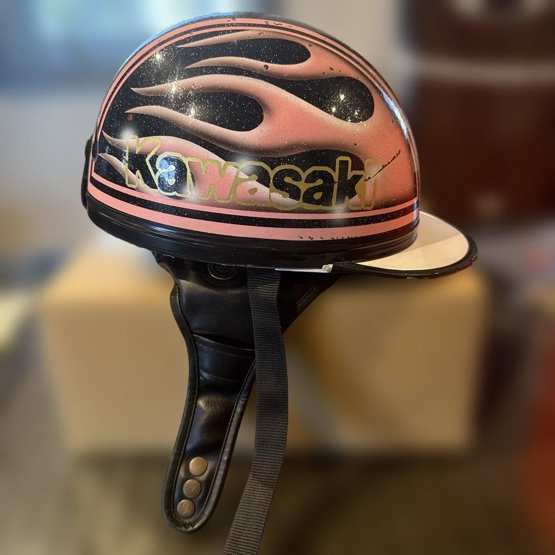 Kawasaki 半帽ヘルメット ピンク・黒