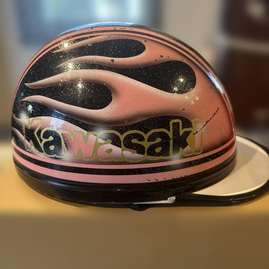 Kawasaki 半帽ヘルメット ピンク・黒