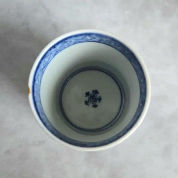 古伊万里　染付　蛸唐草　小猪口　覗き　向付　江戸時代　骨董　金継ぎ　アンティーク