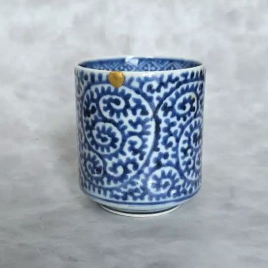 古伊万里　染付　蛸唐草　小猪口　覗き　向付　江戸時代　骨董　金継ぎ　アンティーク