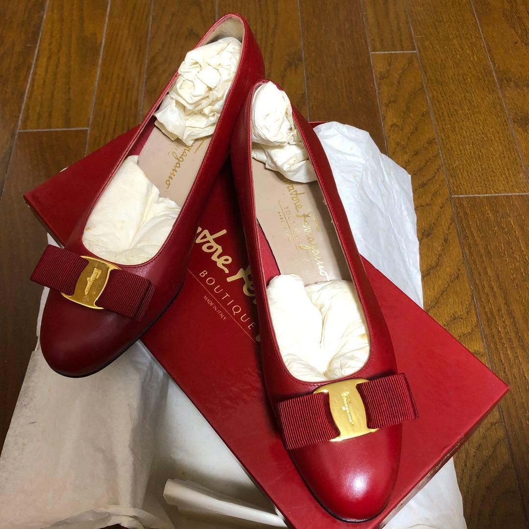 〔未使用〕Salvatore Ferragamo リボン付きフラットシュー