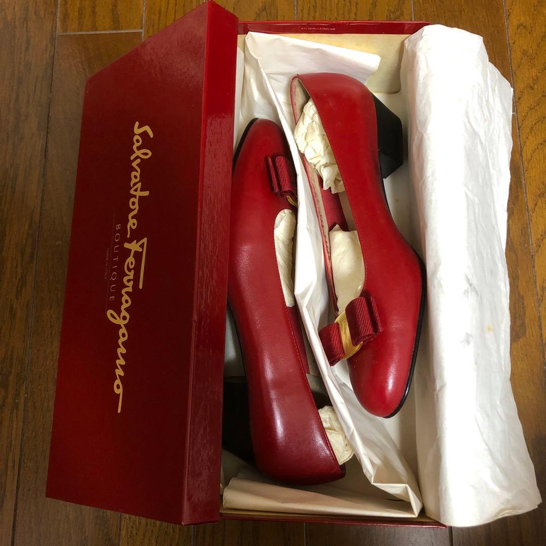 〔未使用〕Salvatore Ferragamo リボン付きフラットシュー