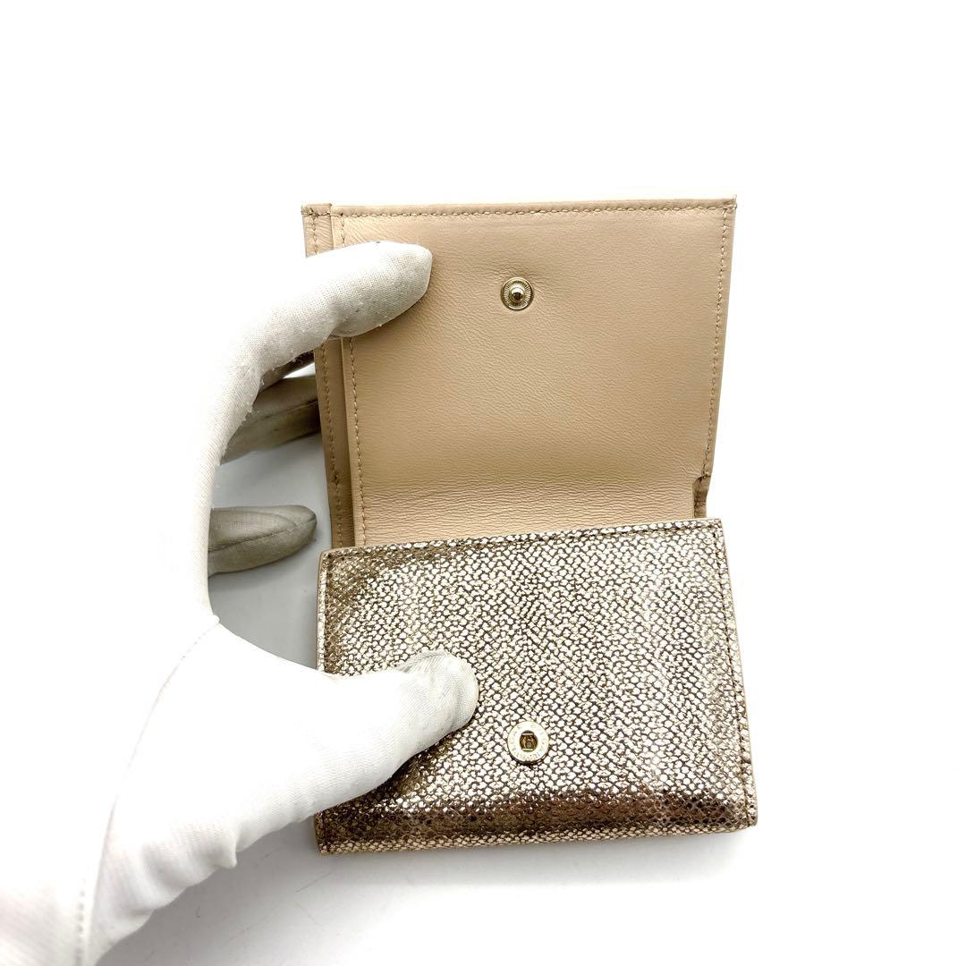 未使用◆現行◆BVLGARI 三つ折り財布 パイソン サークルロゴ ゴールド