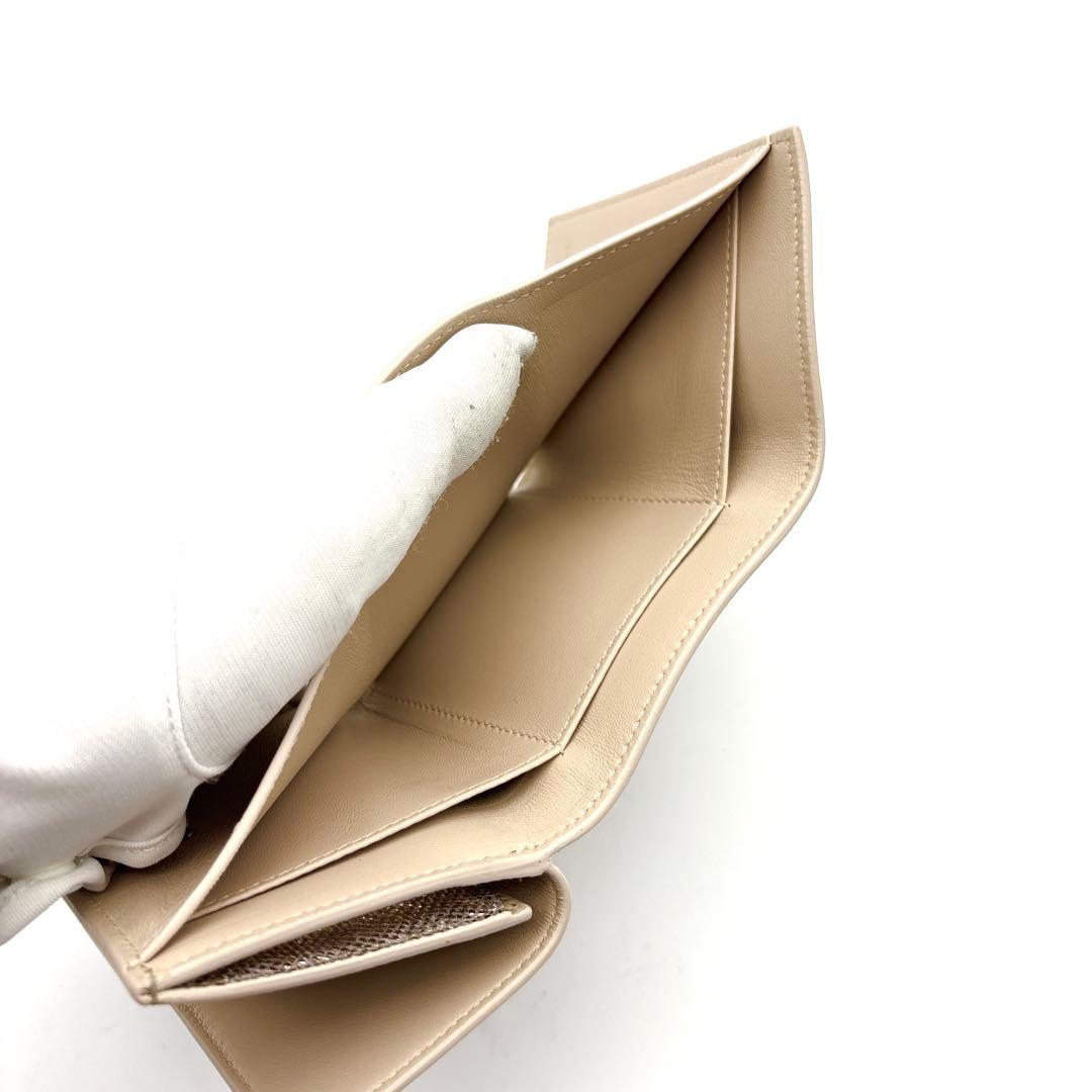 未使用◆現行◆BVLGARI 三つ折り財布 パイソン サークルロゴ ゴールド