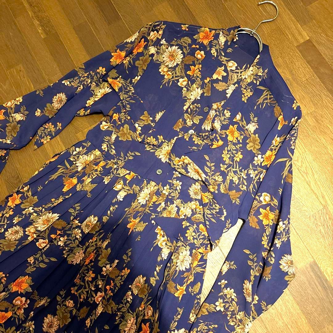 ☆Diagramdアイアグラム☆ボウタイ 花柄プリーツワンピース