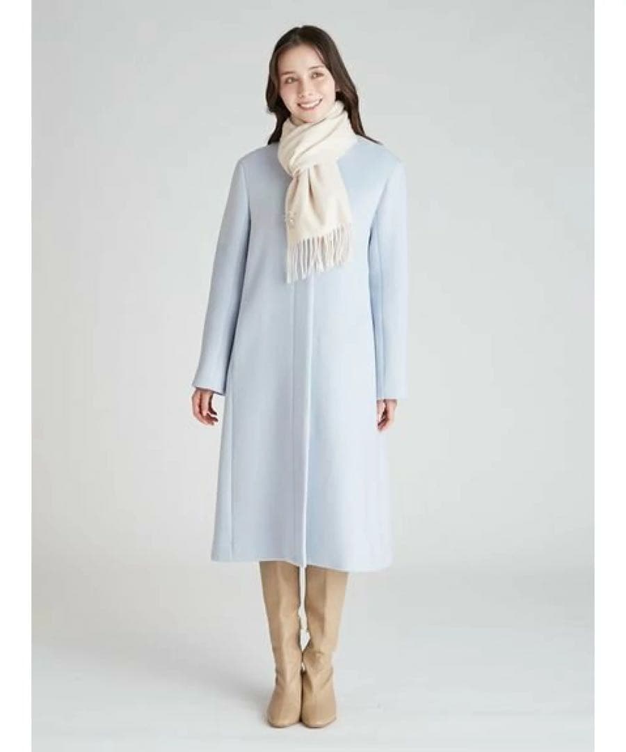 【セルフォード】ビジューブローチ付きカシミヤ混ストール