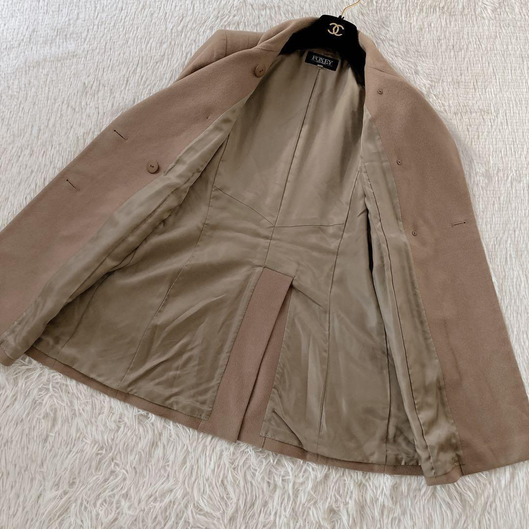 【美品・最高級】フォクシーブティック カシミヤ100%チェスターコート ベージュ