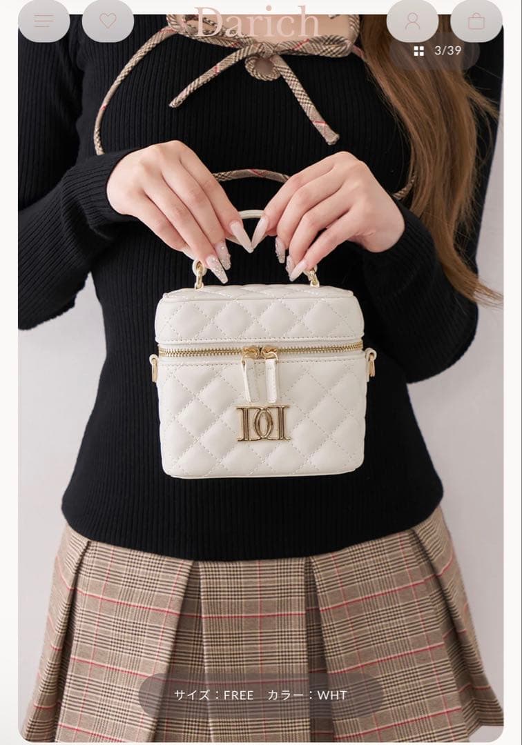 darich 【ゴールドパーツ】キルティングスクエアミニバッグ