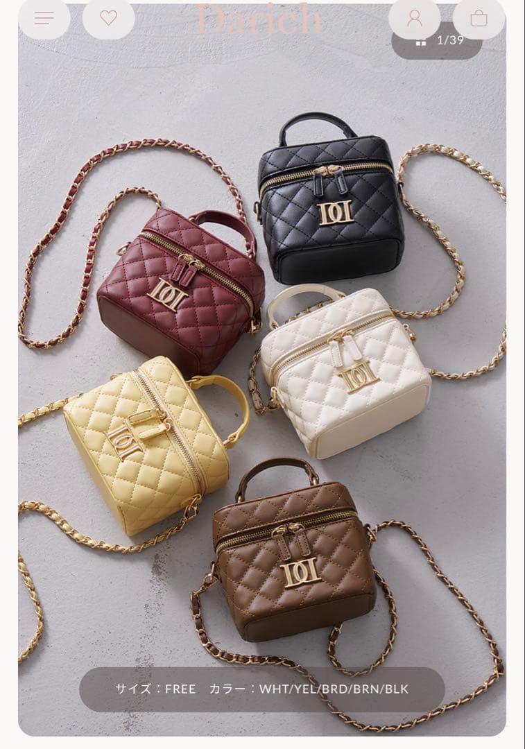 darich 【ゴールドパーツ】キルティングスクエアミニバッグ