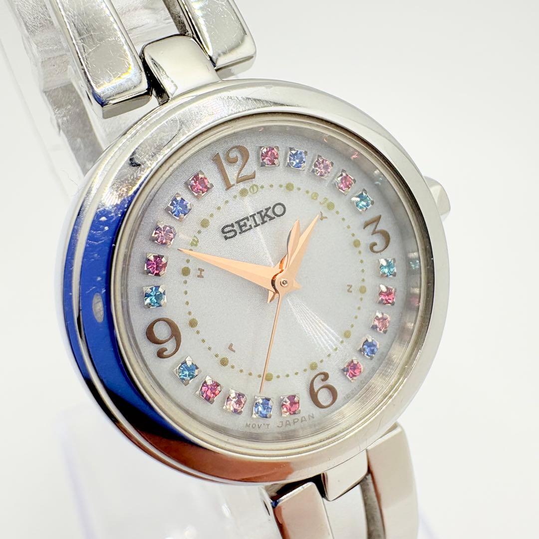 美品 限定 稼働 SEIKO セイコー ソーラー 腕時計 20Pダイヤ シルバー