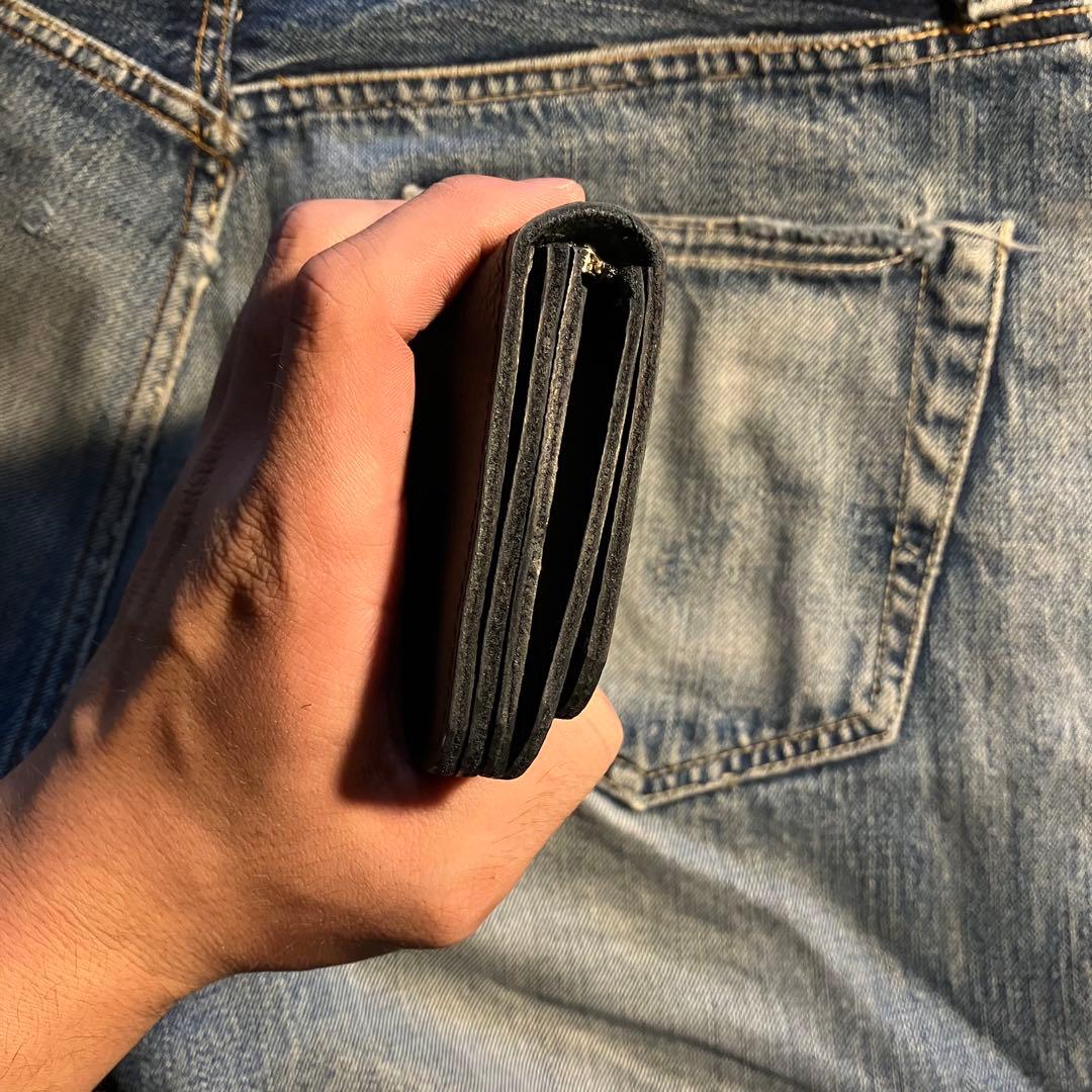 お札が折れない！ミドルトラッカーウォレット 3層 シルバー 姫路レザー