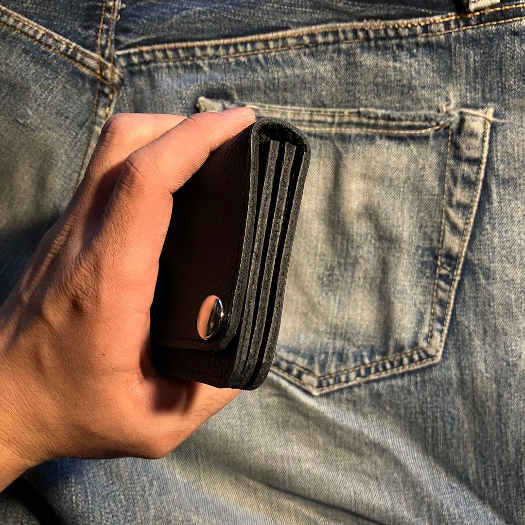 お札が折れない！ミドルトラッカーウォレット 3層 シルバー 姫路レザー