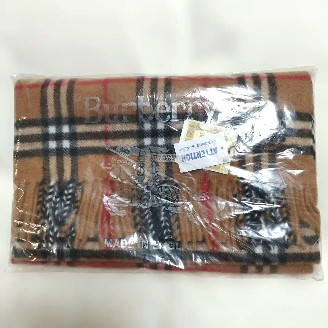 Burberry ベージュ チェックマフラー 100%ラムウール
