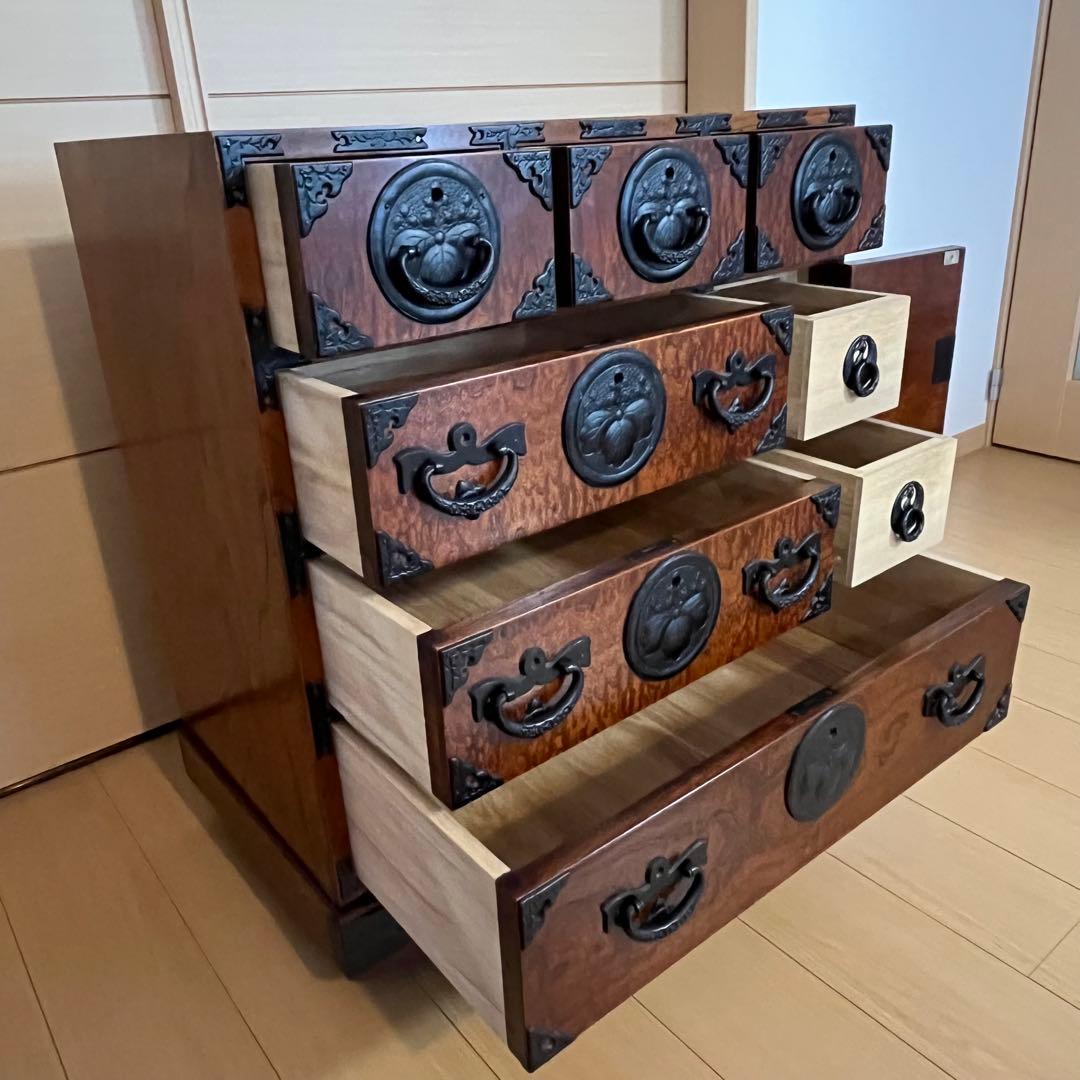 岩谷堂 箪笥 中型タンス 車箪笥 No.218 南部鉄器金具 鍵付き