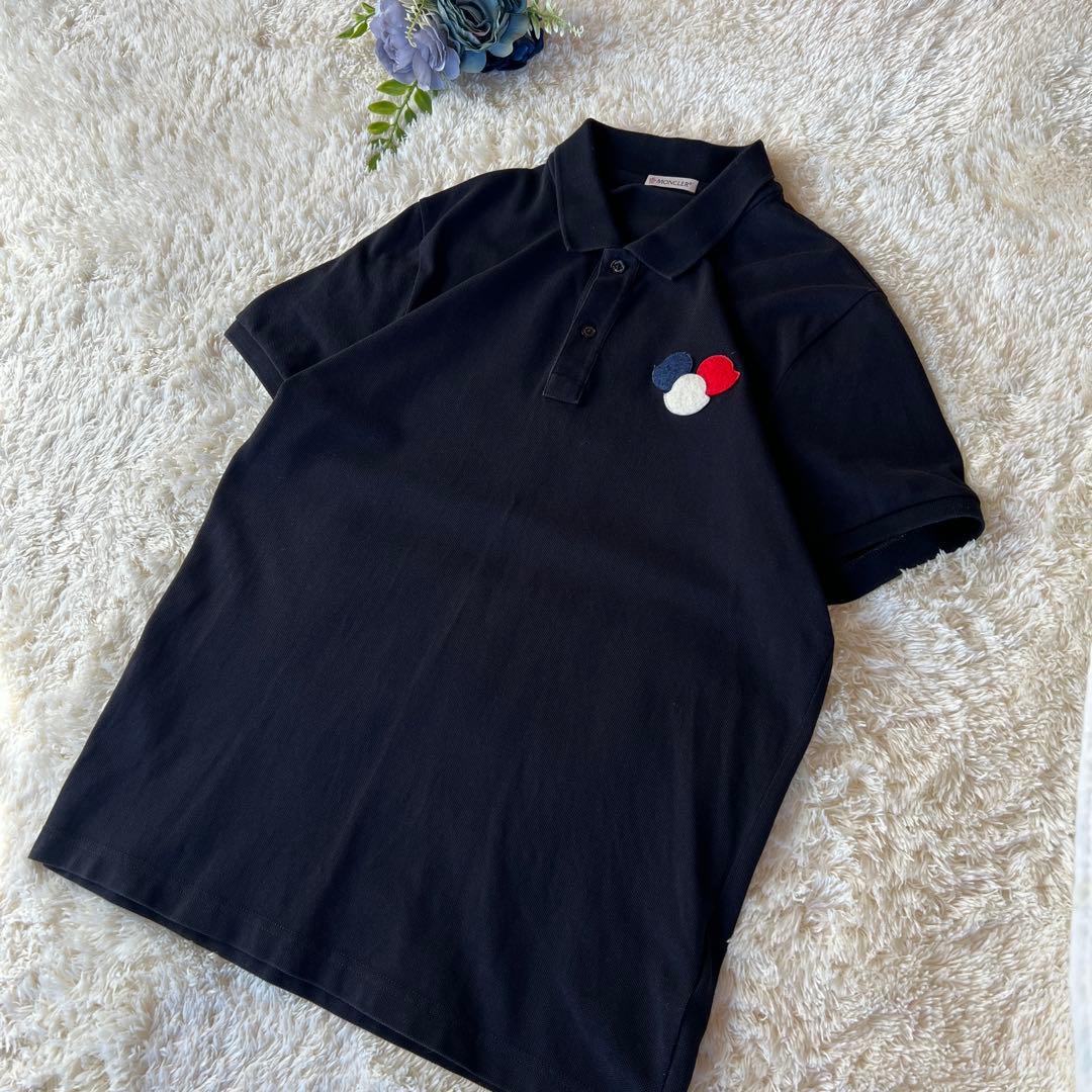 正規品保証☆ MONCLER モンクレール トリコロール ポロシャツ ブラック
