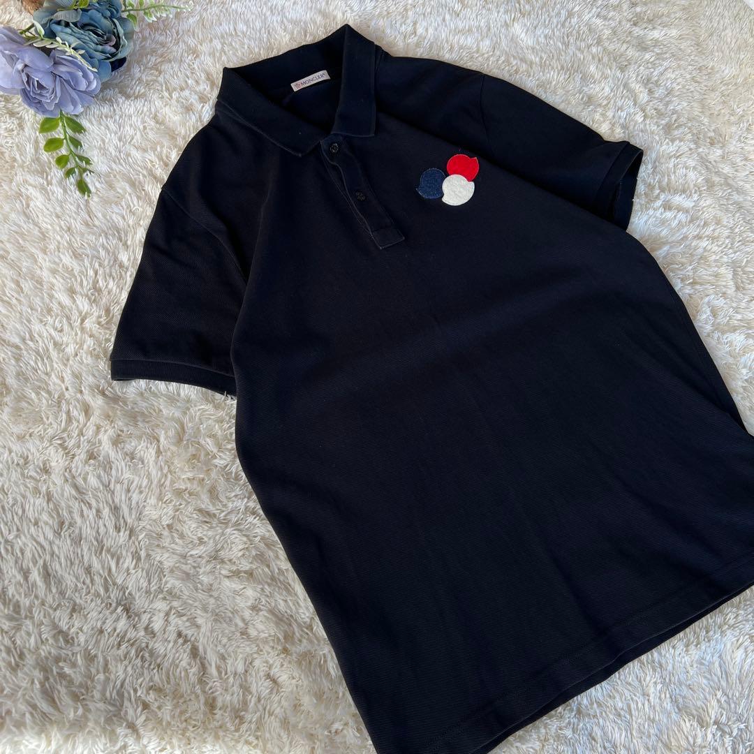 正規品保証☆ MONCLER モンクレール トリコロール ポロシャツ ブラック
