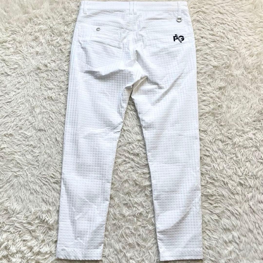 【極美品 近年】パーリーゲイツ ストレッチ 凹凸 パンツ ゴルフウェア 白 5