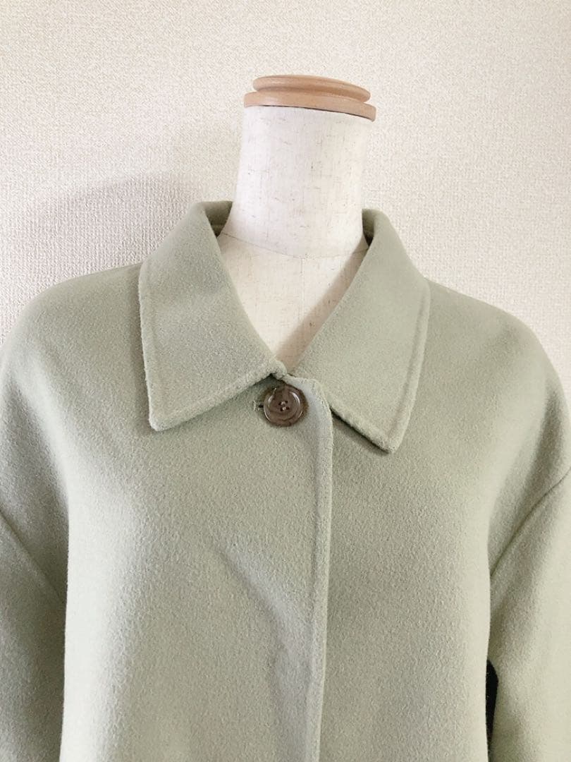 美品インディヴィ（INDIVI）ウールコートステンカラーチェスターコート大きめ