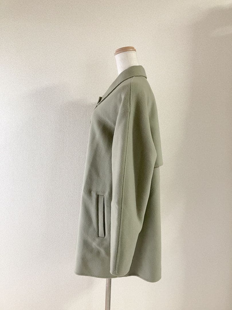美品インディヴィ（INDIVI）ウールコートステンカラーチェスターコート大きめ