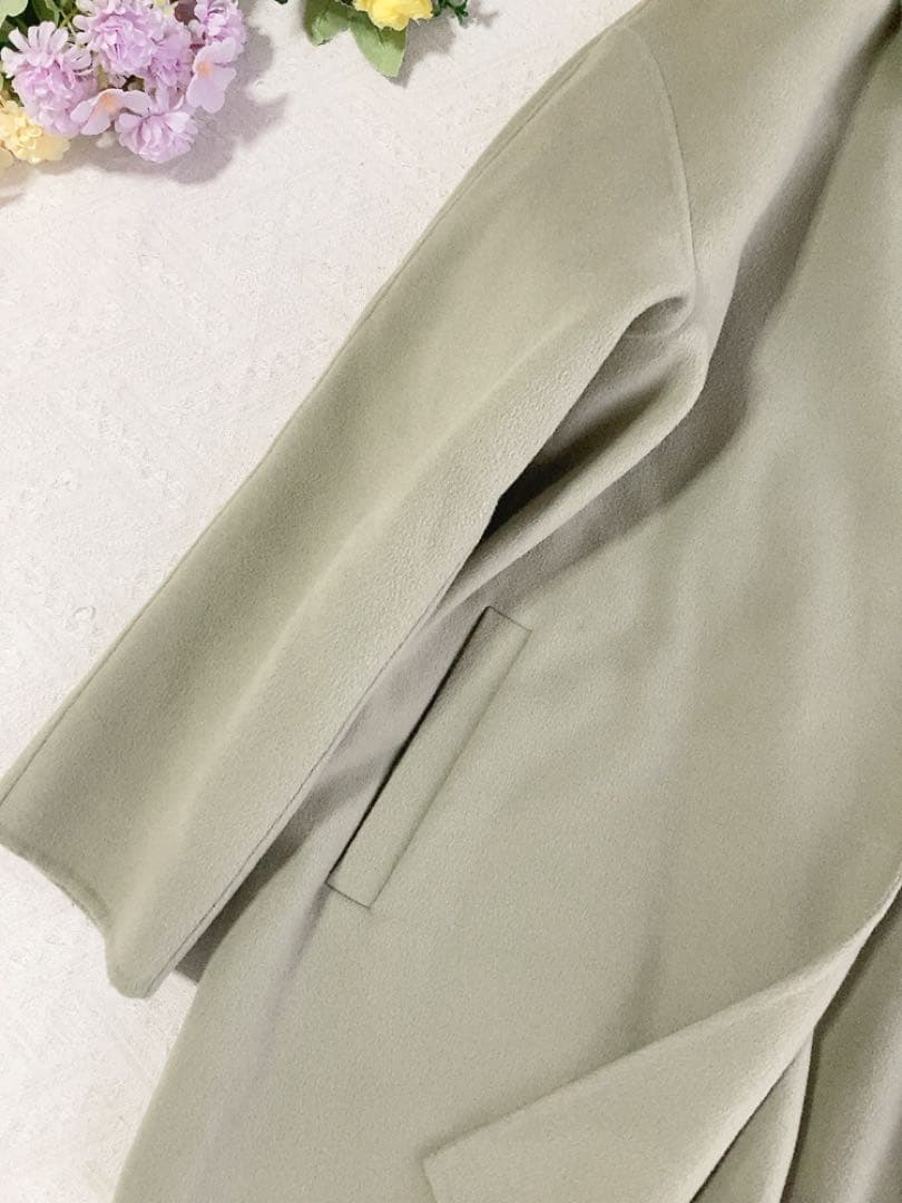 美品インディヴィ（INDIVI）ウールコートステンカラーチェスターコート大きめ