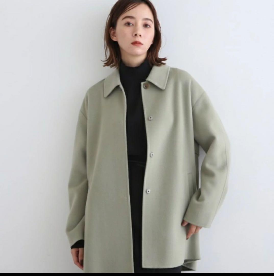 美品インディヴィ（INDIVI）ウールコートステンカラーチェスターコート大きめ