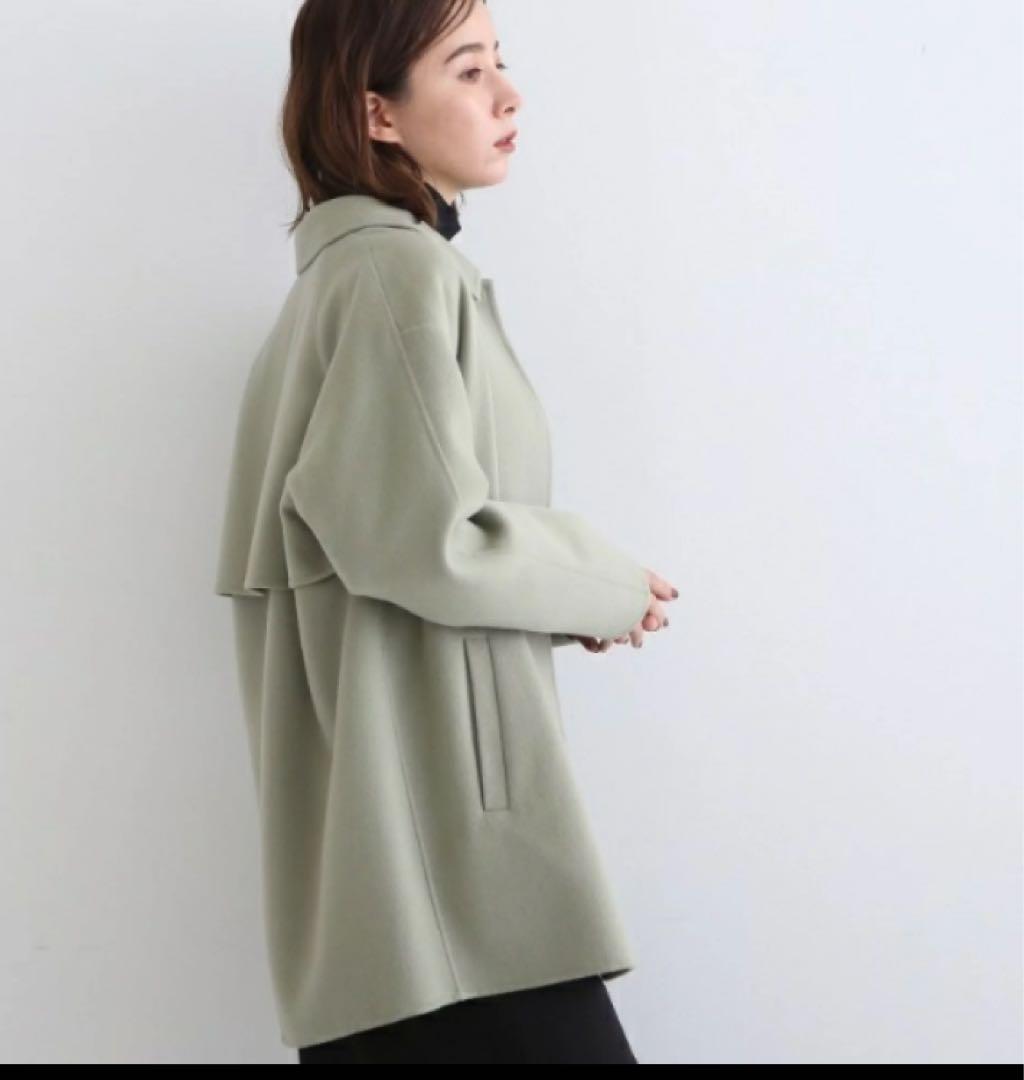 美品インディヴィ（INDIVI）ウールコートステンカラーチェスターコート大きめ