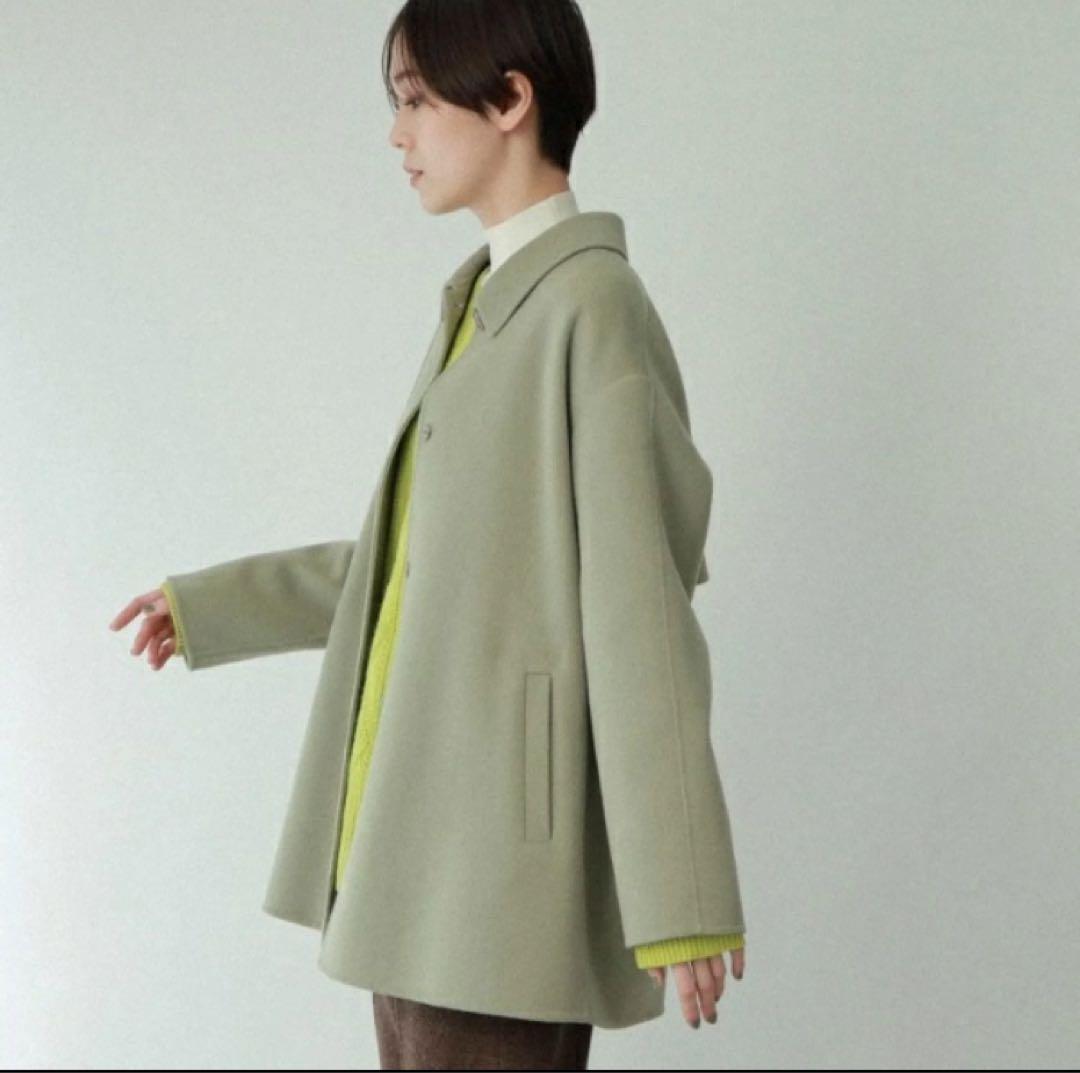 美品インディヴィ（INDIVI）ウールコートステンカラーチェスターコート大きめ