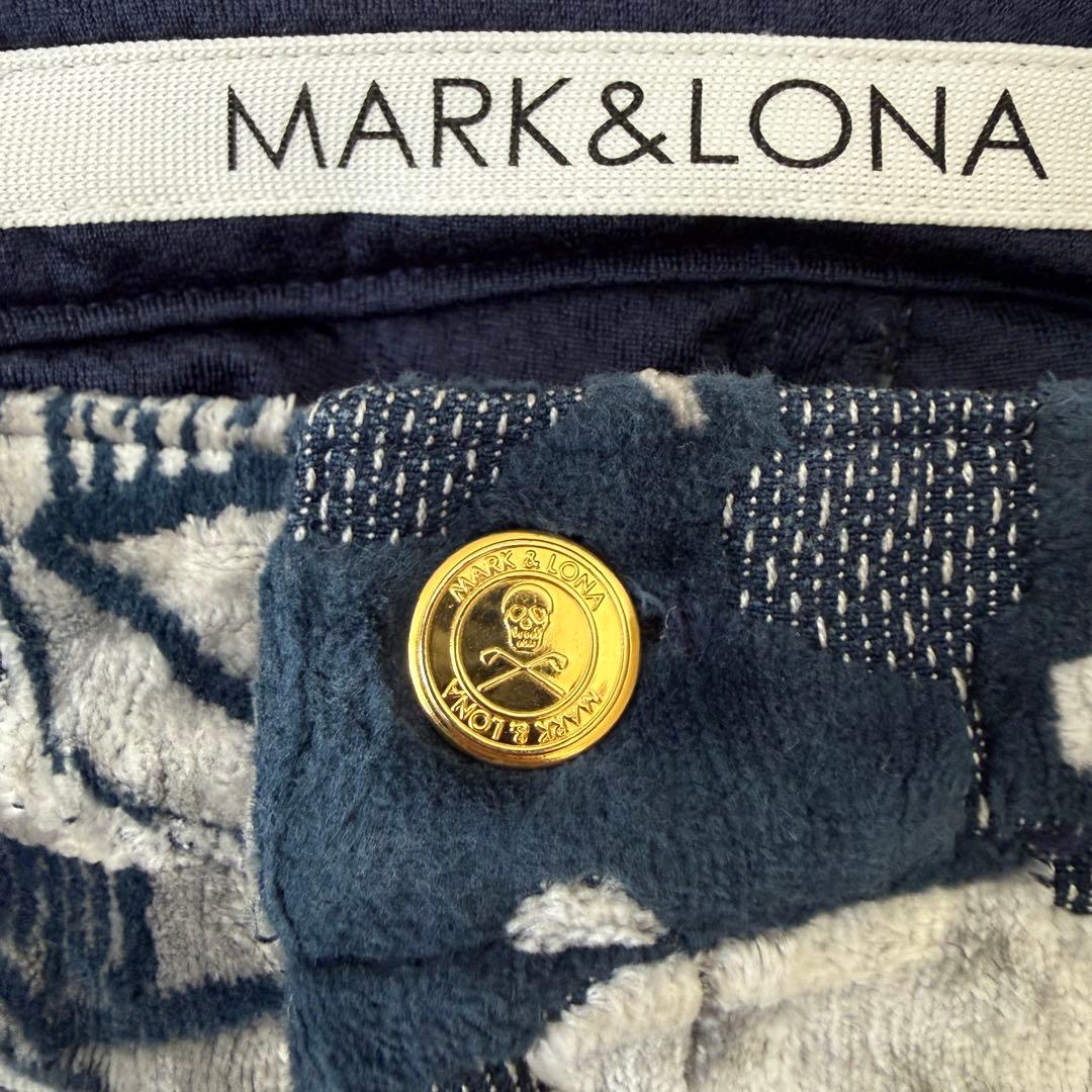 秋冬モデル　防寒　起毛　マークアンドロナ　パンツ　M〜L相当 総柄　紺　ネイビー