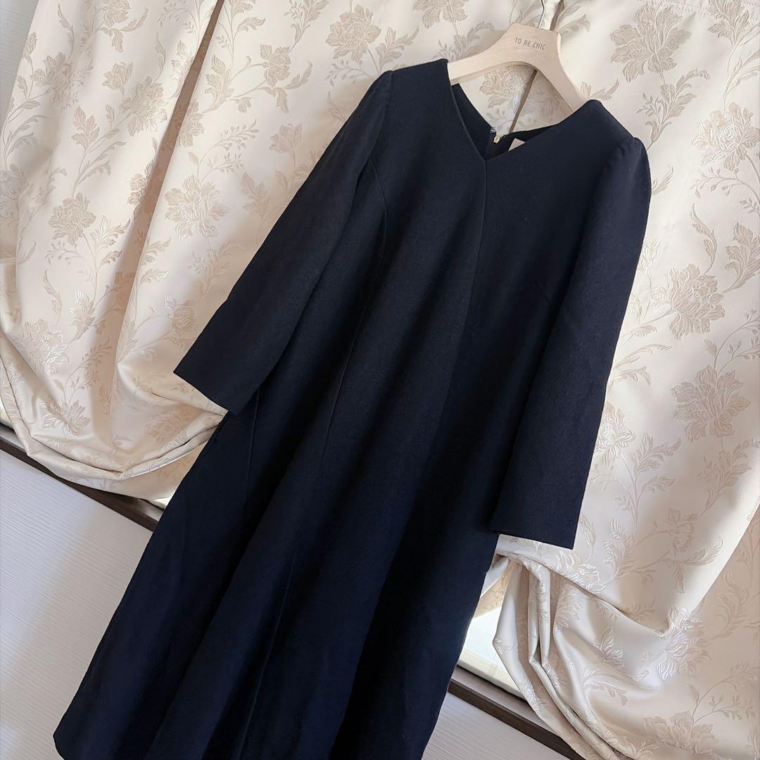 美品 大きいサイズ ローズティアラ ウール フィットアンドフレアワンピース