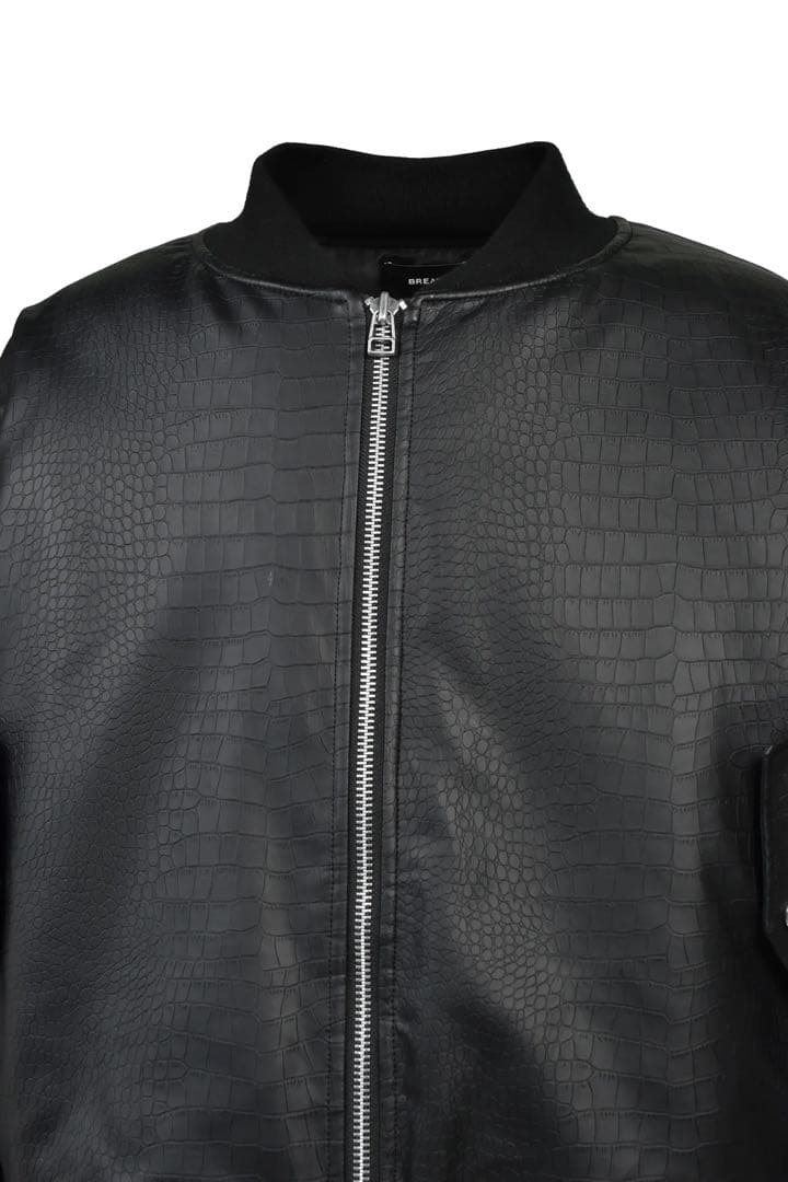 ジャケット・アウター BREATH FAUX CROCODILE BOMBER JACKET BLK