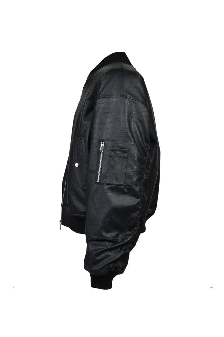 ジャケット・アウター BREATH FAUX CROCODILE BOMBER JACKET BLK
