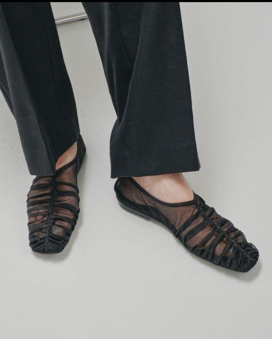 TODAYFUL Sheer Gather Flatshoes ブラック　36
