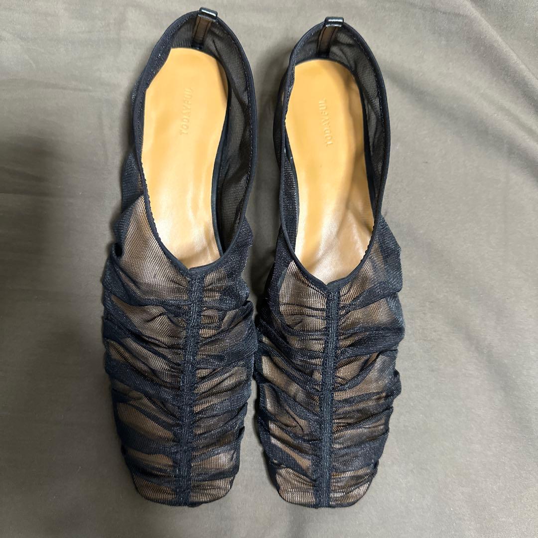 TODAYFUL Sheer Gather Flatshoes ブラック　36