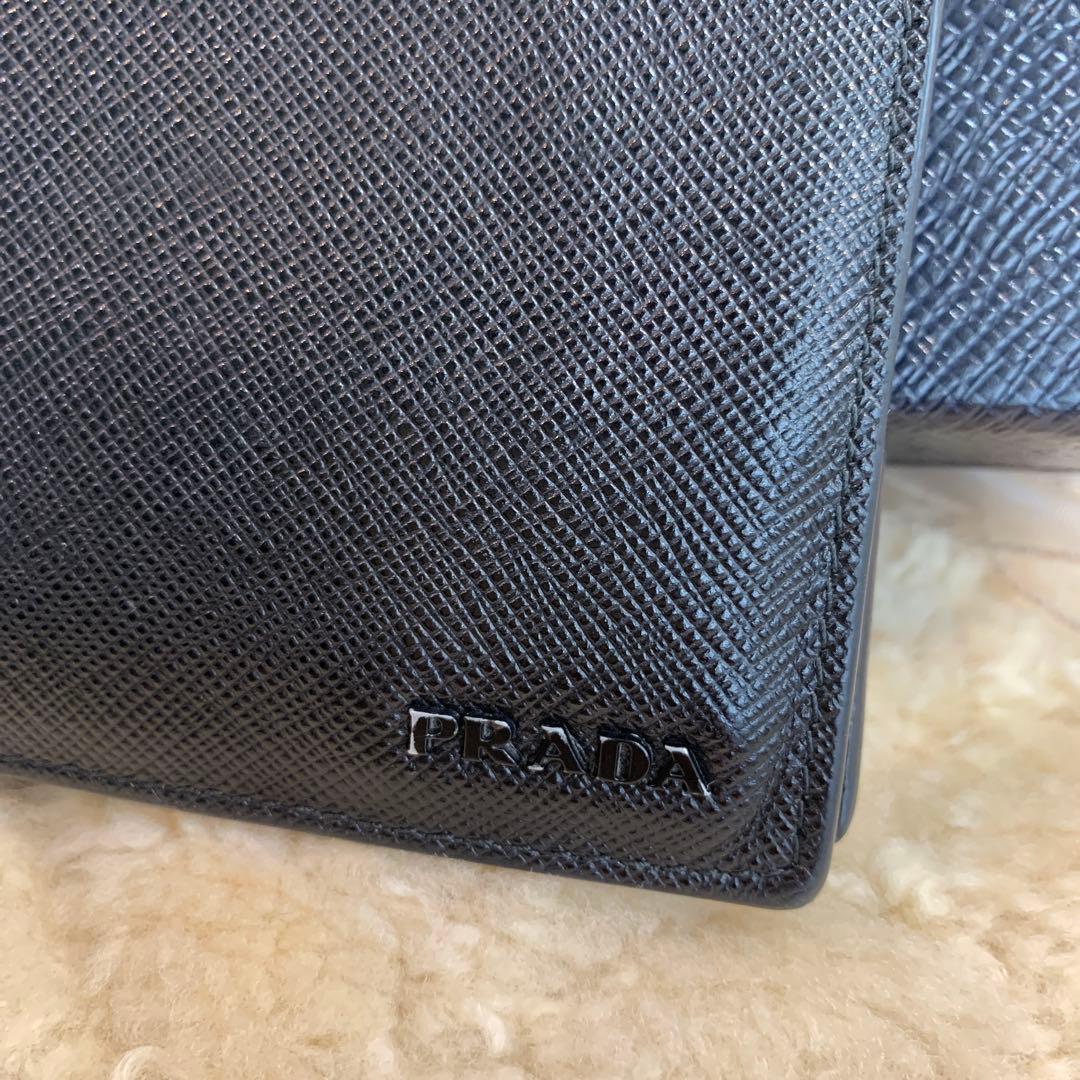 PRADA サフィアーノマルティックレザー 二つ折り財布 ブラック 2M0738