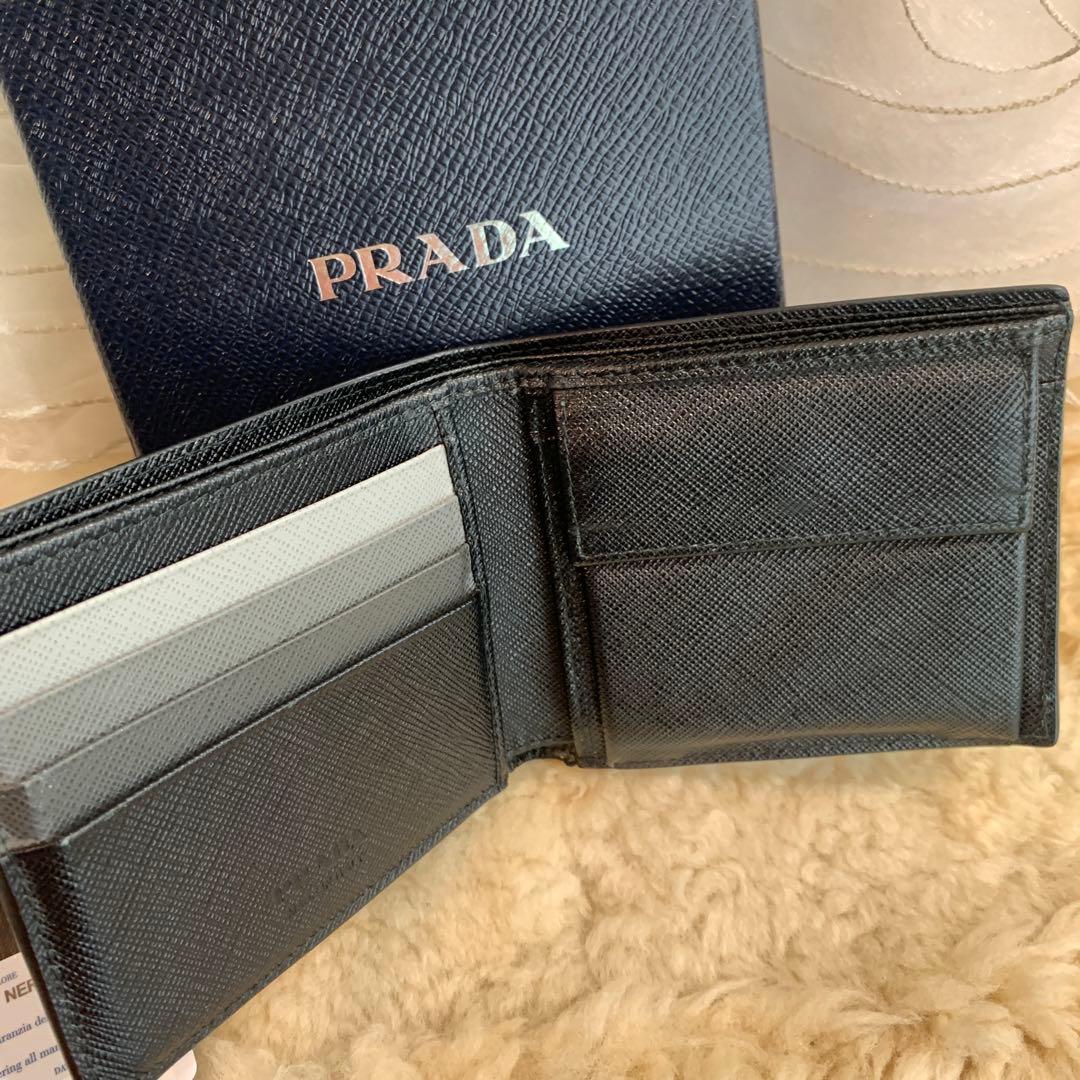 PRADA サフィアーノマルティックレザー 二つ折り財布 ブラック 2M0738