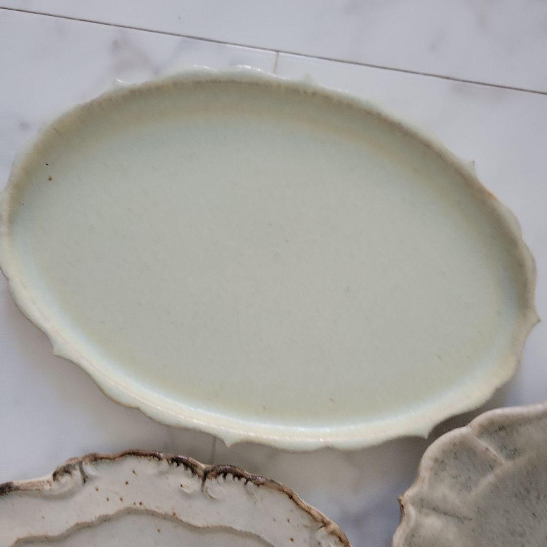 クリーム色オーバル皿3枚セット　楕円