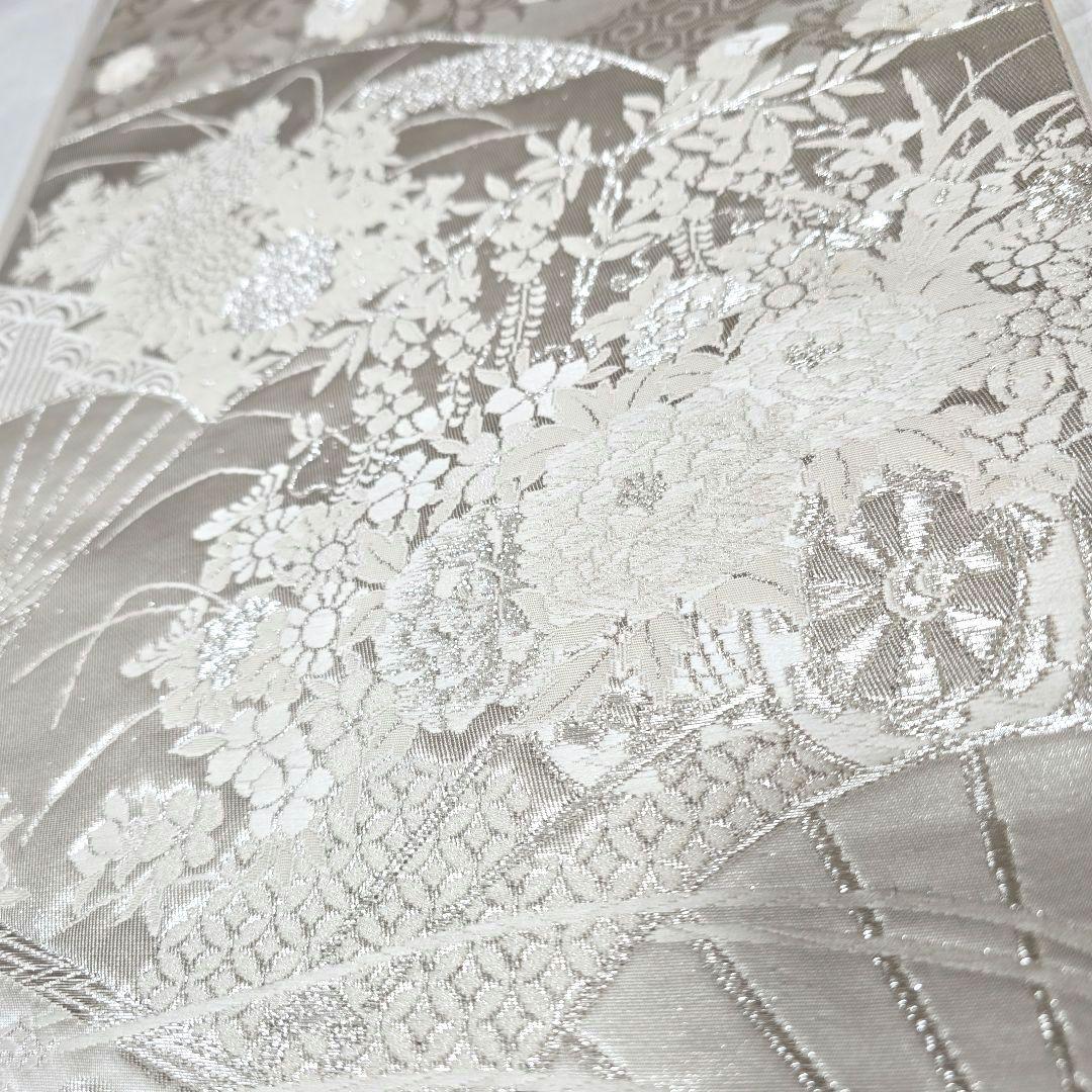 水色花の丸訪問着と袋帯・帯揚げ帯締めの4点フルセット