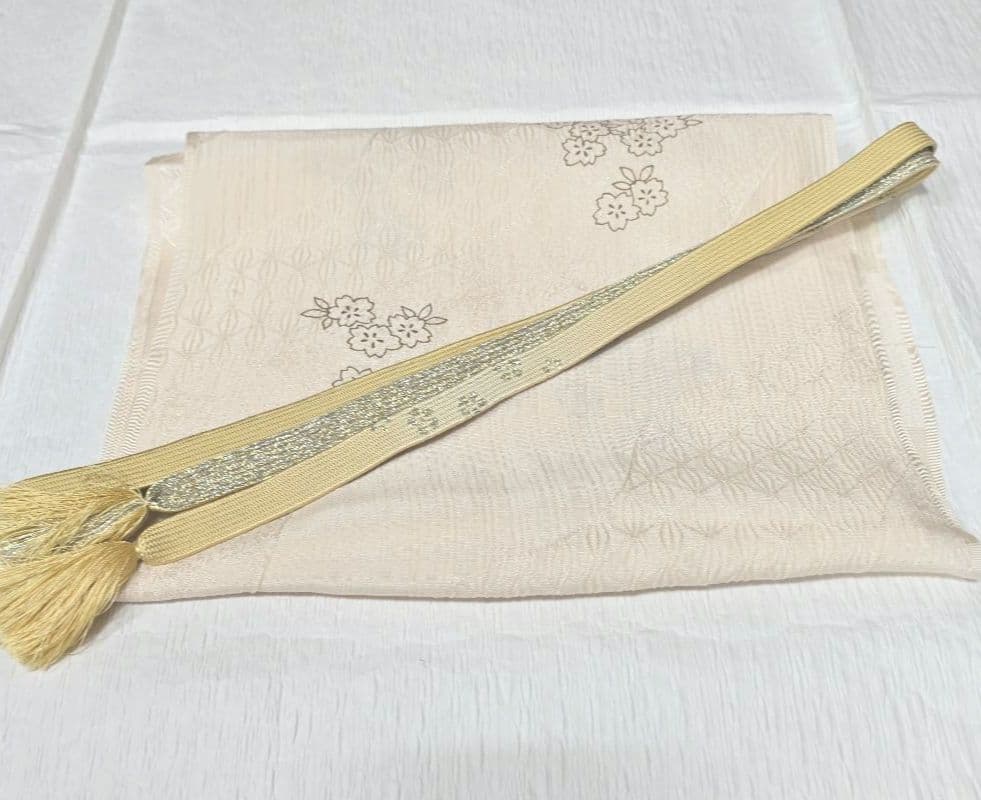 水色花の丸訪問着と袋帯・帯揚げ帯締めの4点フルセット