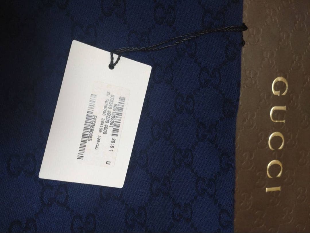 GUCCI ネイビー GGパターン マフラー