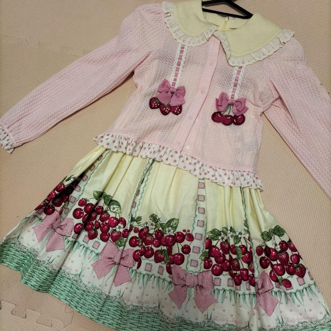 シャーリーテンプル　チェリーバスケットワンピース＆カーディガン