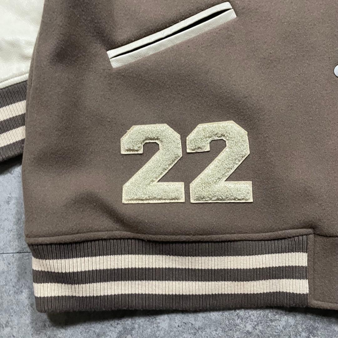 【F】ダーリッチ Darich スタジャン ブラウン×アイボリー 合皮袖 中綿入