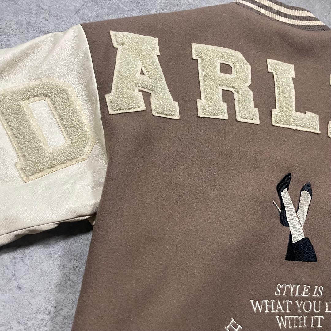 【F】ダーリッチ Darich スタジャン ブラウン×アイボリー 合皮袖 中綿入