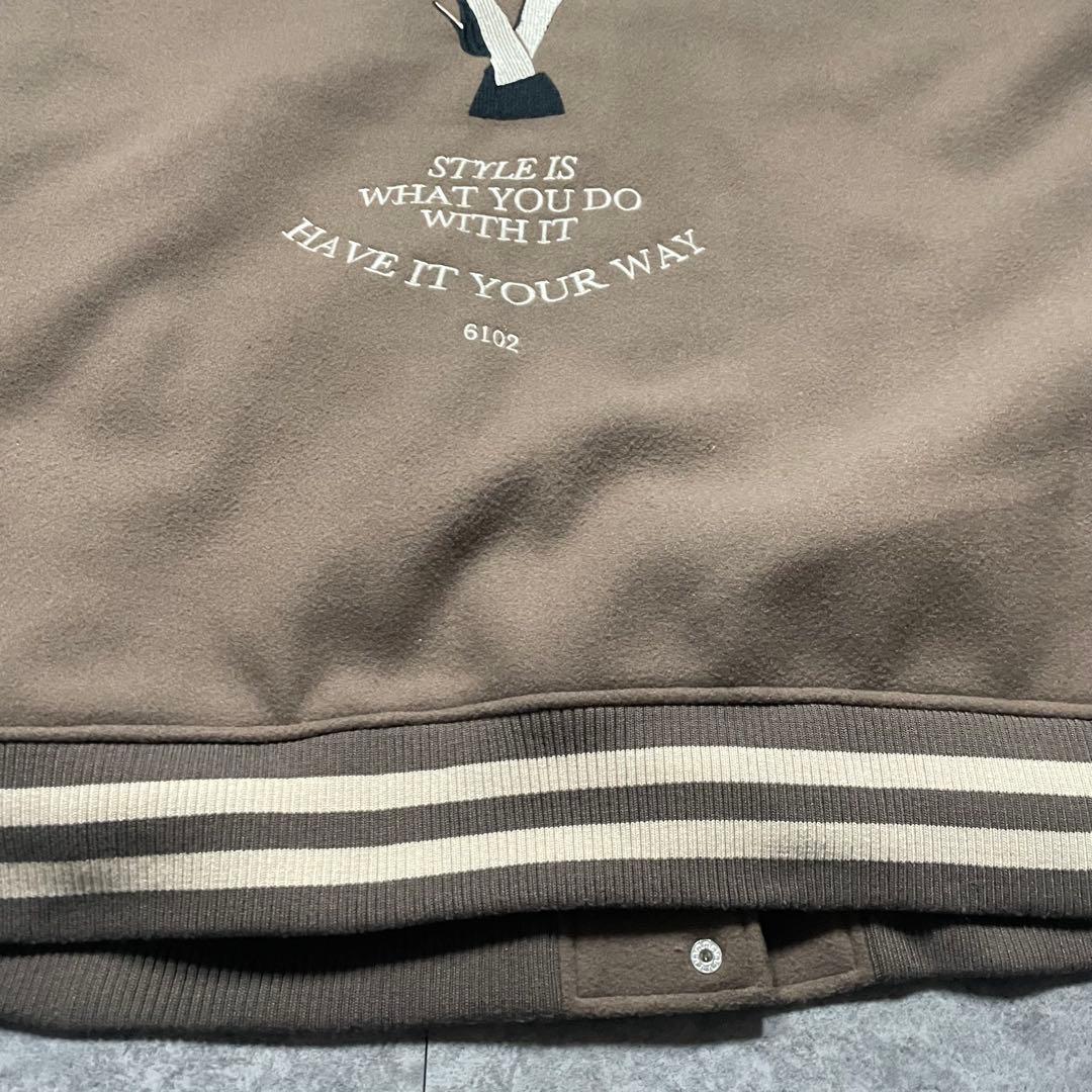 【F】ダーリッチ Darich スタジャン ブラウン×アイボリー 合皮袖 中綿入