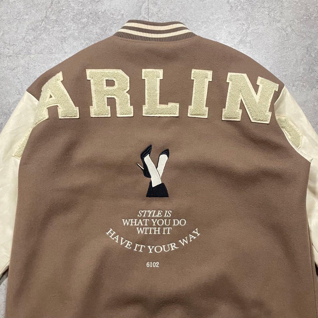 【F】ダーリッチ Darich スタジャン ブラウン×アイボリー 合皮袖 中綿入